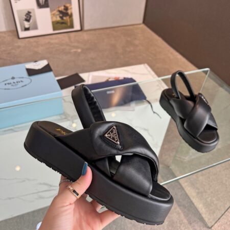 PRADA Monolith with soft sheepskin sandals